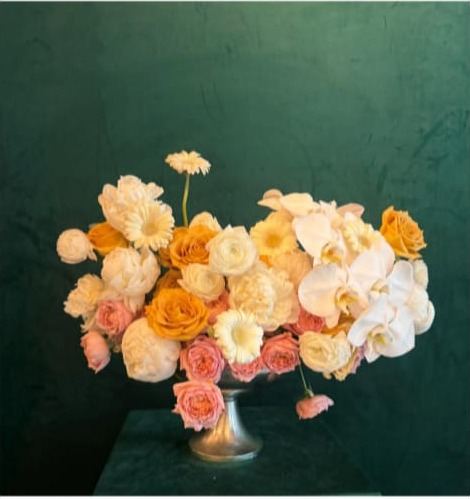 Honey Pie Rose Arrangement floral centrepiece for the Kythira Private Room